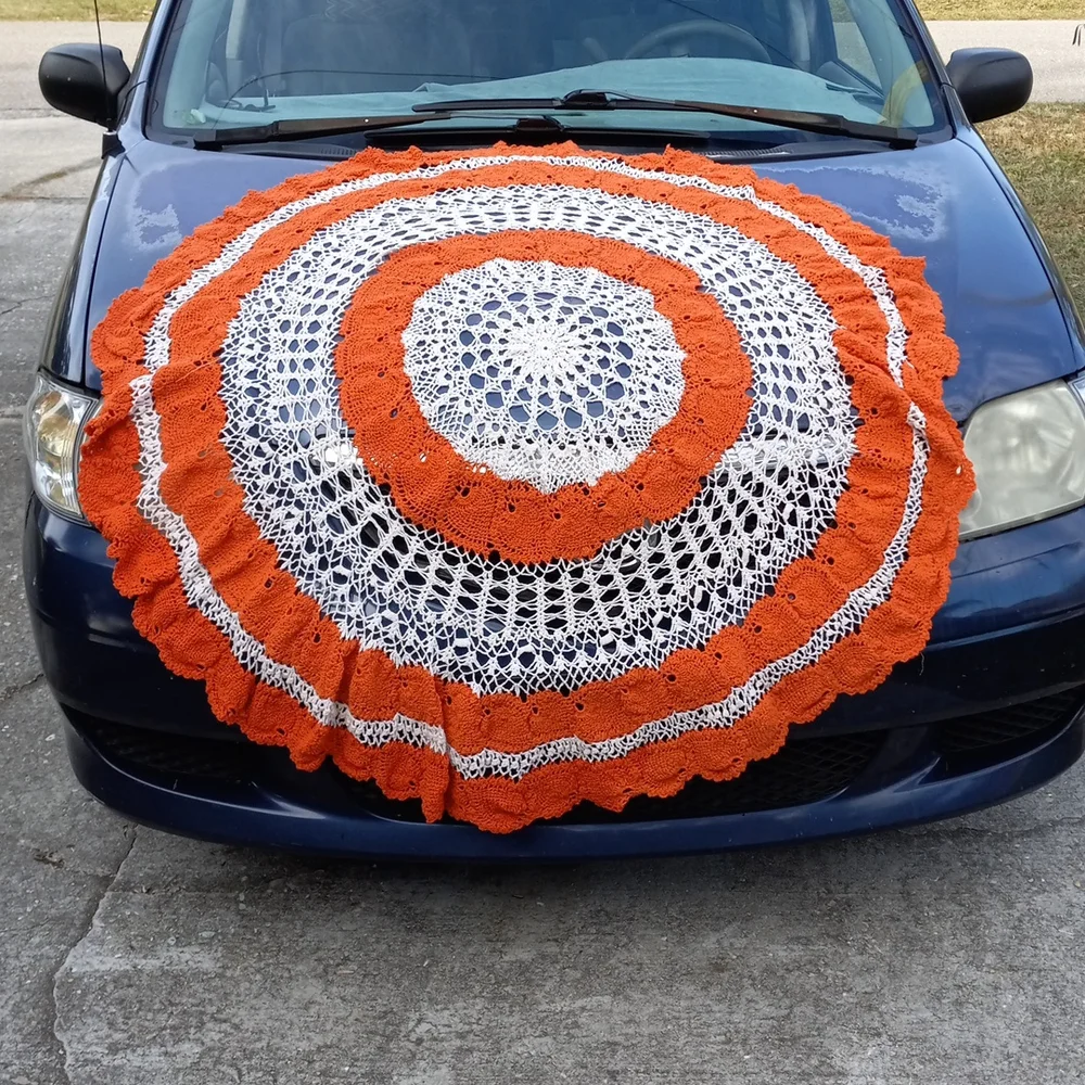 Hand crocheted tablecloth or cover
